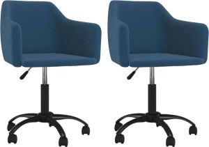 VidaXL Eetkamerstoelen Draaibaar 2 St Fluweel Blauw