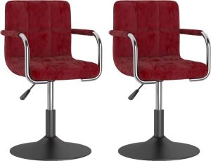 VidaXL Eetkamerstoelen Draaibaar 2 St Fluweel Wijnrood
