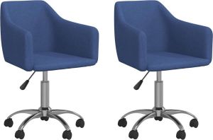 VidaXL Eetkamerstoelen Draaibaar 2 St Stof Blauw