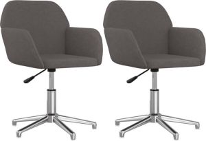 VidaXL Eetkamerstoelen Draaibaar 2 St Stof Donkergrijs