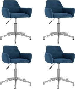 VidaXL Eetkamerstoelen Draaibaar 4 St Fluweel Blauw