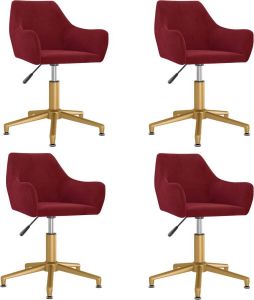 VidaXL Eetkamerstoelen Draaibaar 4 St Fluweel Wijnrood