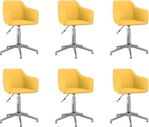 VidaXL Eetkamerstoelen Draaibaar 6 St Stof Geel
