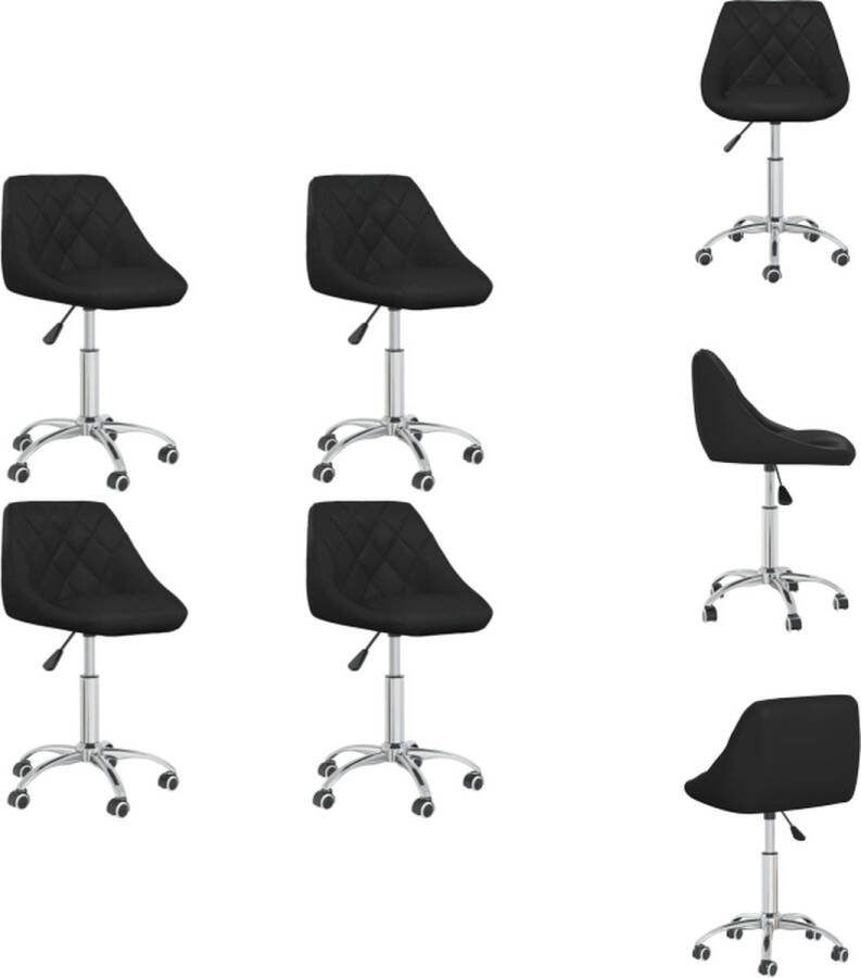 VidaXL Eetkamerstoelen draaibaar Zwart 46 x 44 x (67.5-79) cm Verchroomd staal kunstleer Eetkamerstoel