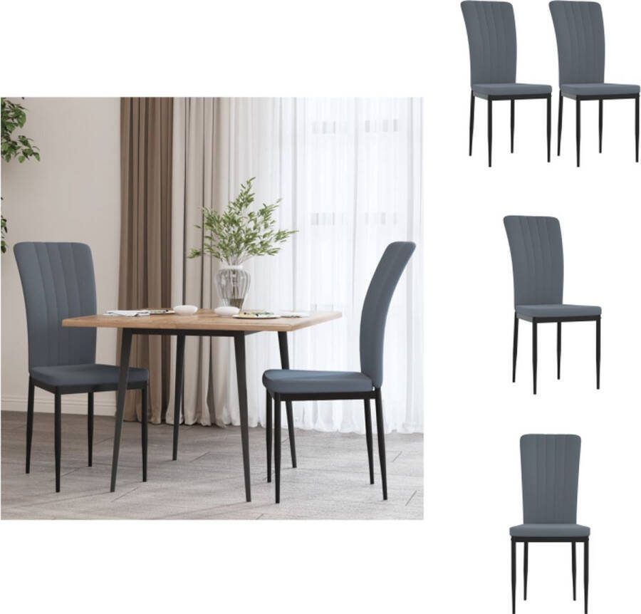 VidaXL Eetkamerstoelen Fluweel Donkergrijs Comfortabel zitcomfort Eetkamerstoel