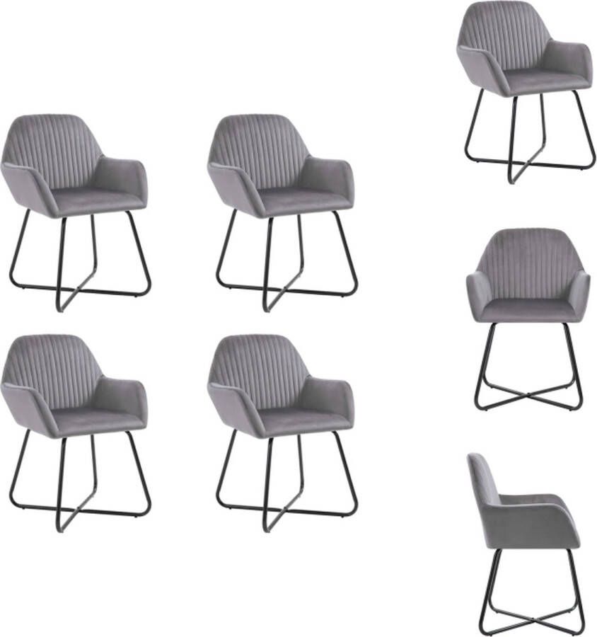 VidaXL Eetkamerstoelen Fluweel Grijs 61 x 61 x 84 cm Set van 4 Eetkamerstoel