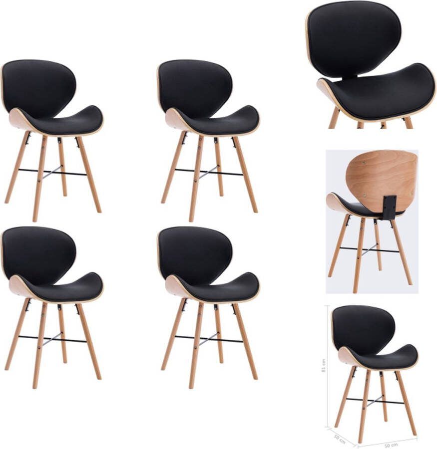 VidaXL Eetkamerstoelen Keukenstoelen 50 x 50 x 81 cm Zwart Lichtbruin Eetkamerstoel