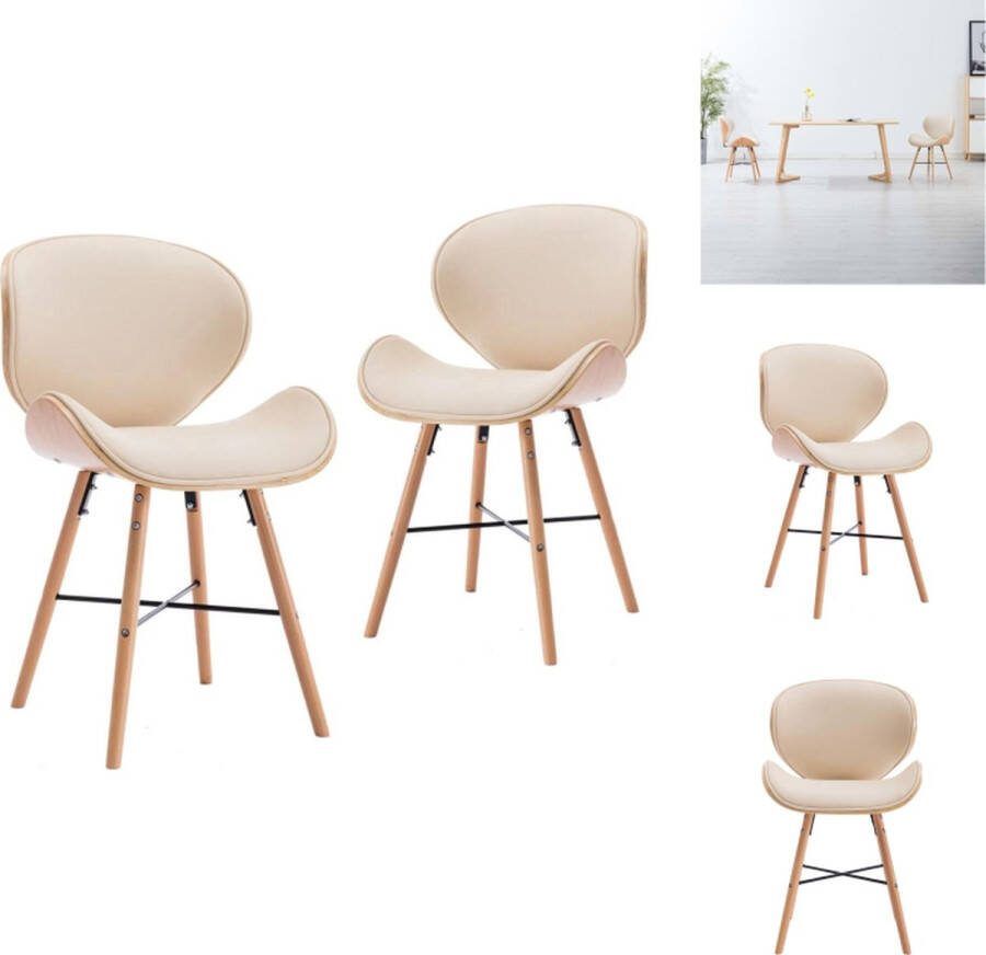 VidaXL Eetkamerstoelen Set van 2 Crème bekleding 50 x 50 x 81 cm Kunstleer Eetkamerstoel