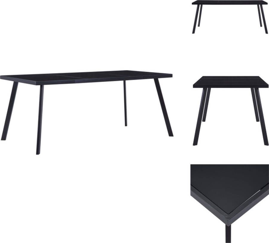 VidaXL Eetkamertafel zwart gehard glas en staal 160 x 80 x 75 cm Tafel