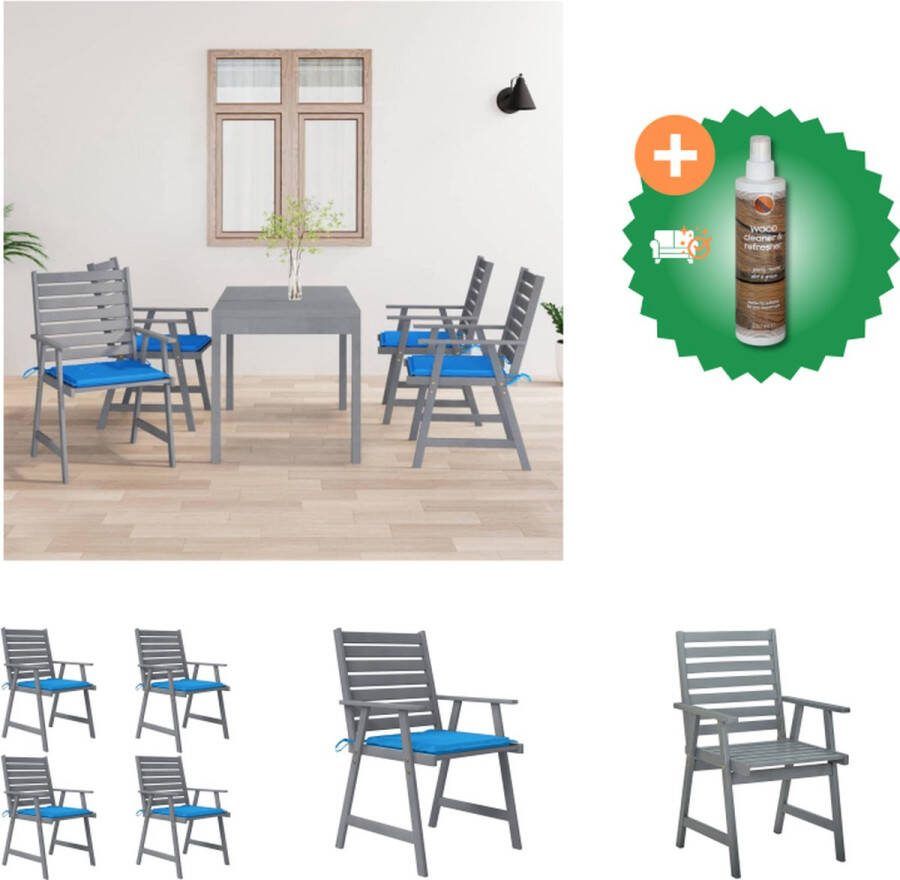 VidaXL Eetstoelen Acaciahout Buiten 56 x 62 x 92 cm Rustiek design Tuinstoel Inclusief Houtreiniger en verfrisser
