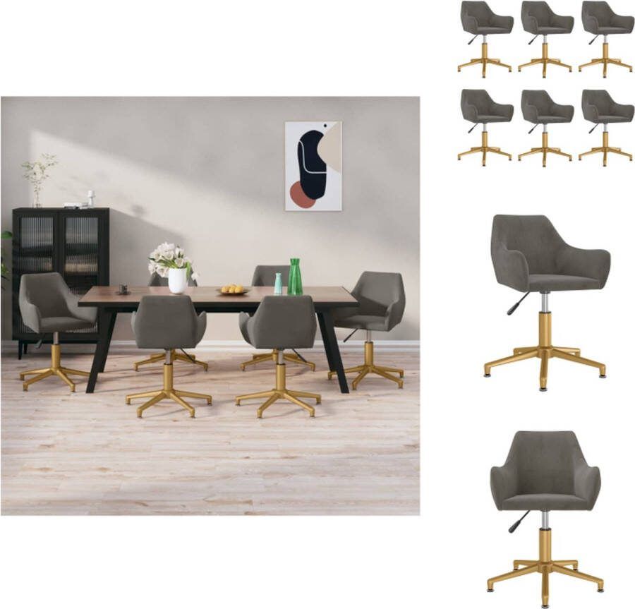 VidaXL Eetstoelen Donkergrijs 52 x 63 x 74-85 cm fluweel Eetkamerstoel