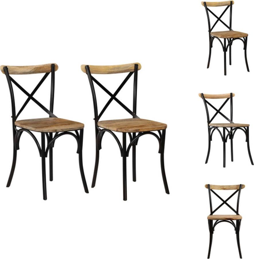 VidaXL Eetstoelen Kruisframe 51 x 52 x 84 cm Massief Mangohout Eetkamerstoel