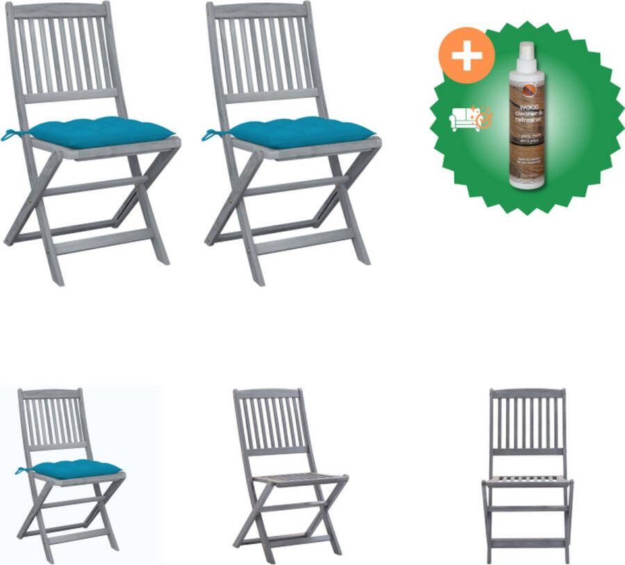 VidaXL Eetstoelen Massief Acaciahout 48.5 x 57 x 91 cm Greywash Tuinstoel Inclusief Houtreiniger en verfrisser