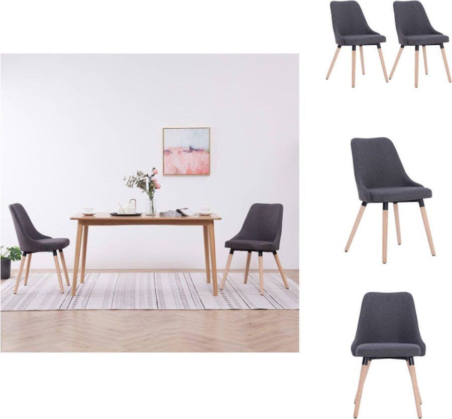 VidaXL Eetstoelen Set Stof 43 x 43 x 83 cm Donkergrijs Eetkamerstoel
