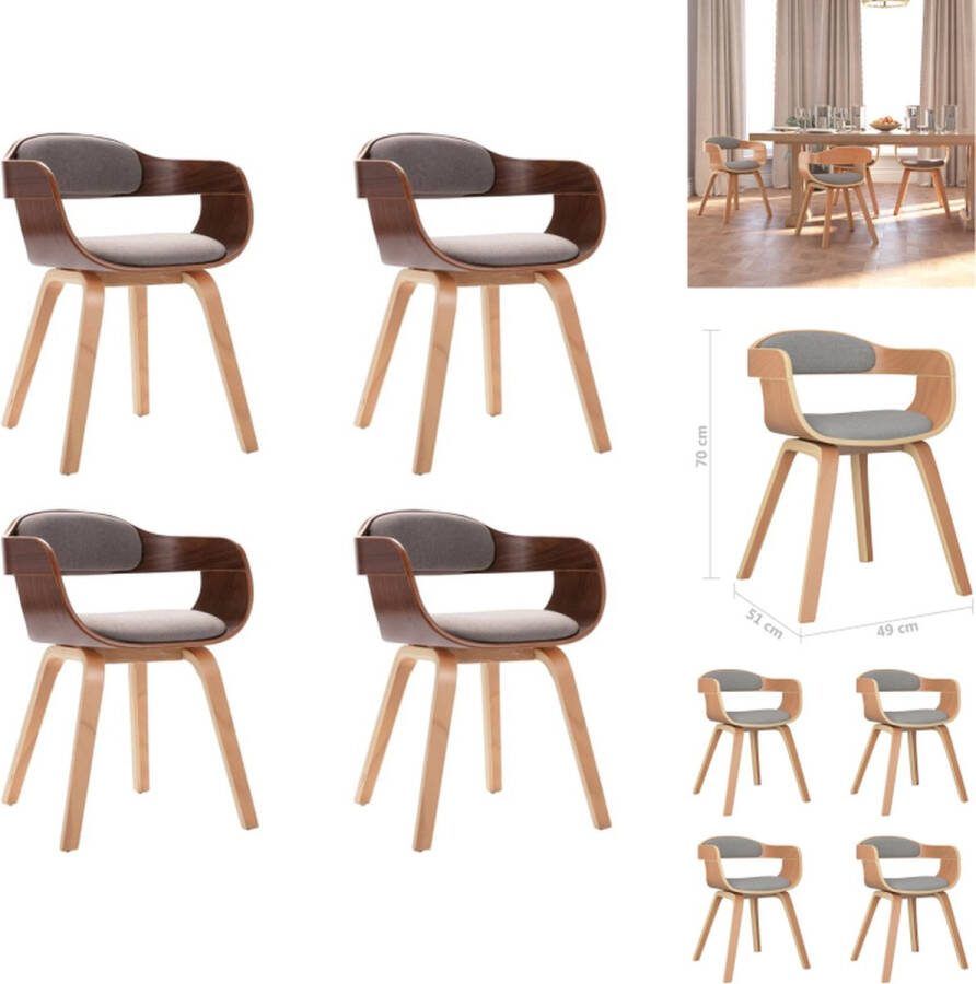 VidaXL Eetstoelen Set van 4 Taupe Stof 49x51x70 cm (BxDxH) Eetkamerstoel