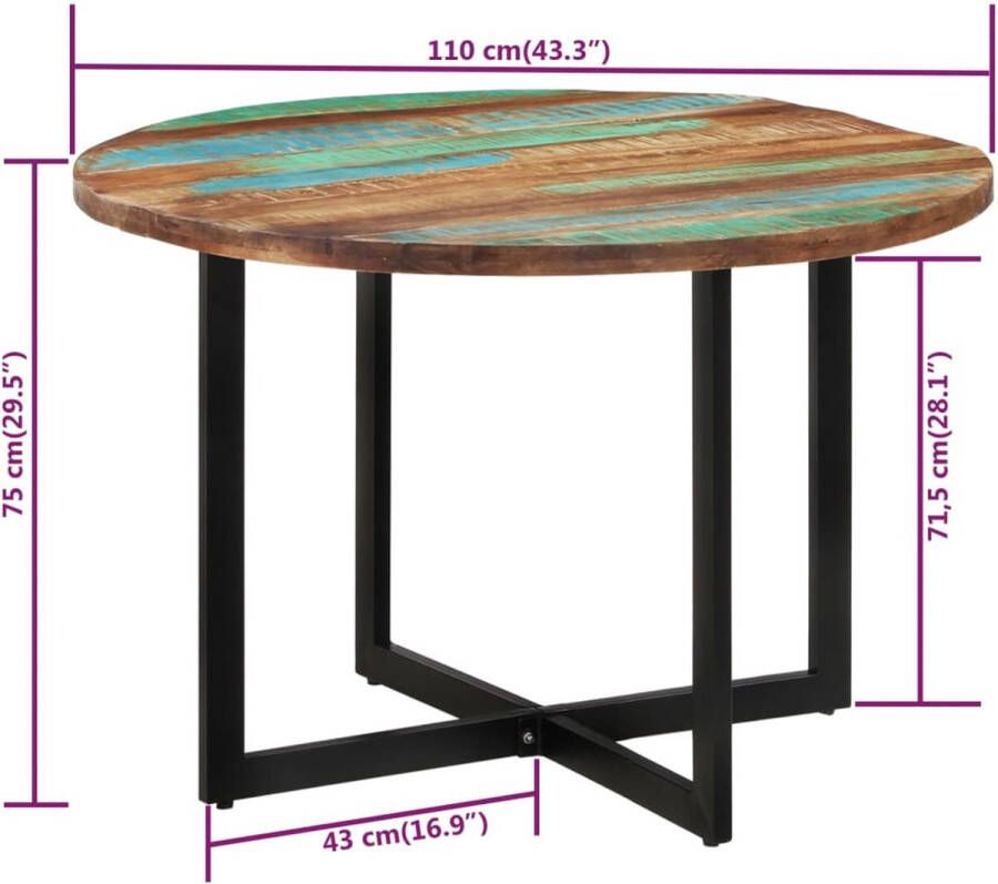 vidaXL -Eettafel-110x75-cm-massief-gerecycled-hout