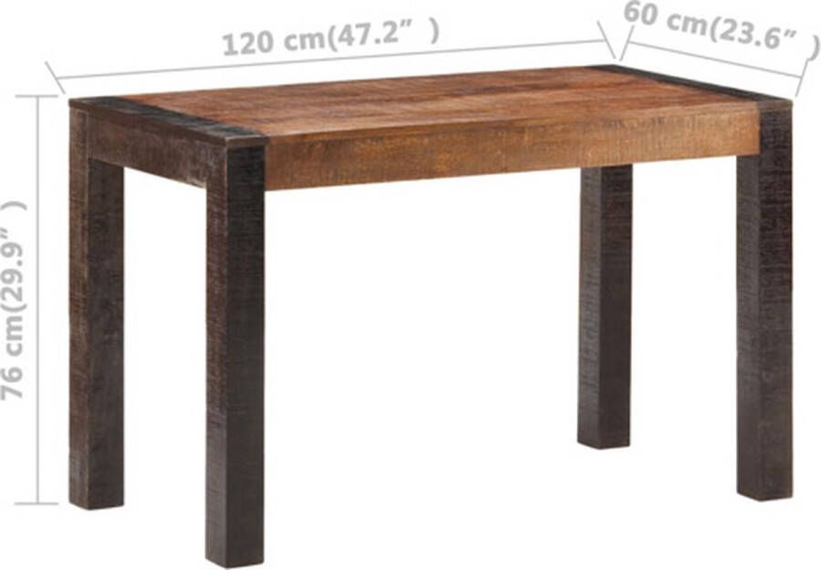 vidaXL Eettafel 120x60x76 cm massief ruw mangohout
