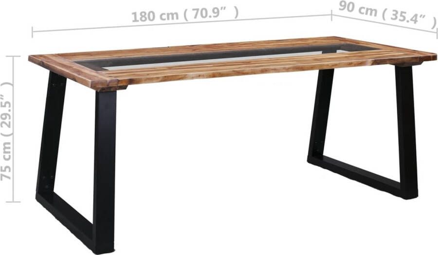 vidaXL -Eettafel-180x90x75-cm-massief-acaciahout-en-glas