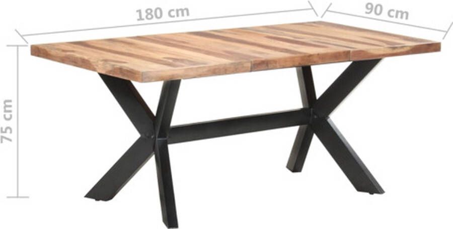 vidaXL Eettafel 180x90x75 cm massief hout met sheesham afwerking