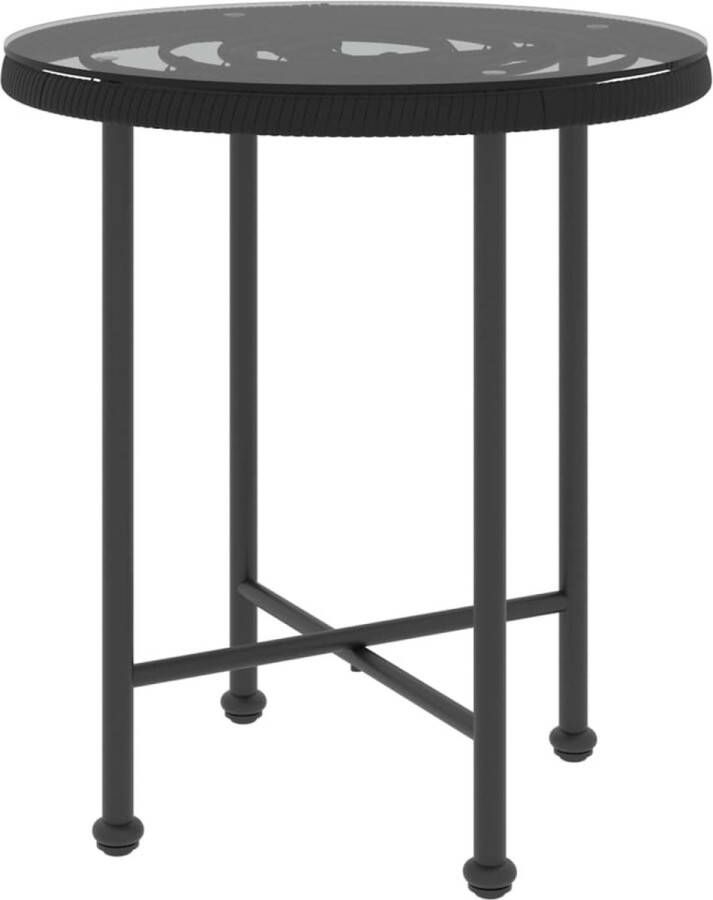 VidaXL -Eettafel-Ø50-cm-gehard-glas-en-staal-zwart