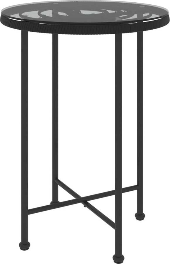 VidaXL -Eettafel-Ø55-cm-gehard-glas-en-staal-zwart