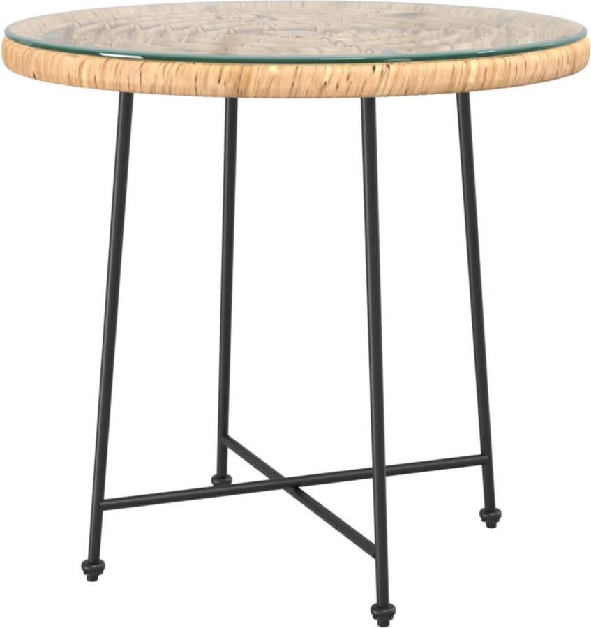 VidaXL Eettafel Ø80 Cm Gehard Glas En Staal