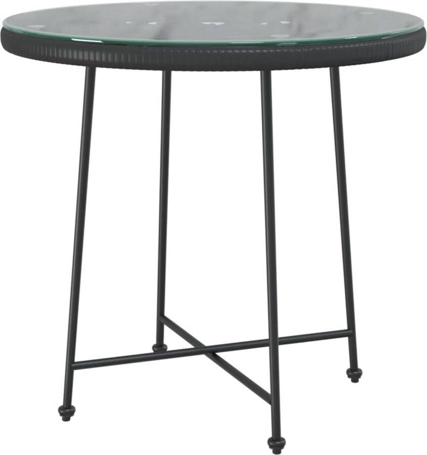 VidaXL -Eettafel-Ø80-cm-gehard-glas-en-staal-zwart