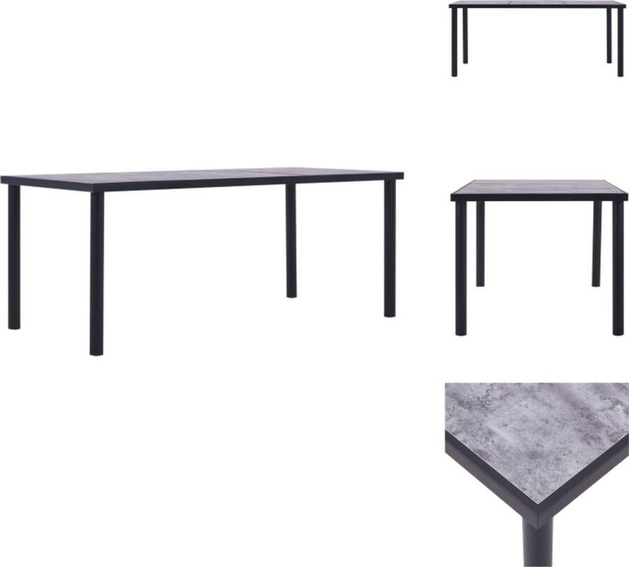 VidaXL Eettafel Modern MDF en Metalen Frame 200x100x75 cm Zwart Betongrijs Tafel