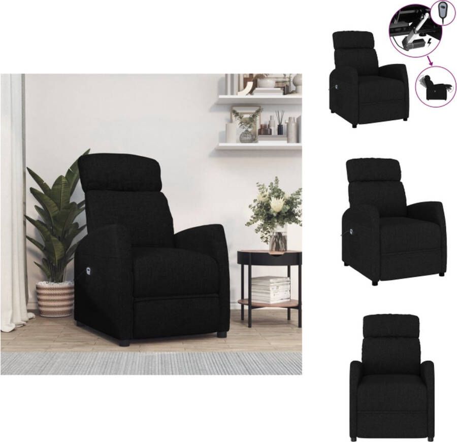 VidaXL Elektrisch Verstelbare Fauteuil Hoge Rug Zwart 67 x 86 x 100 cm Max 110 kg Met Elektromotor Fauteuil