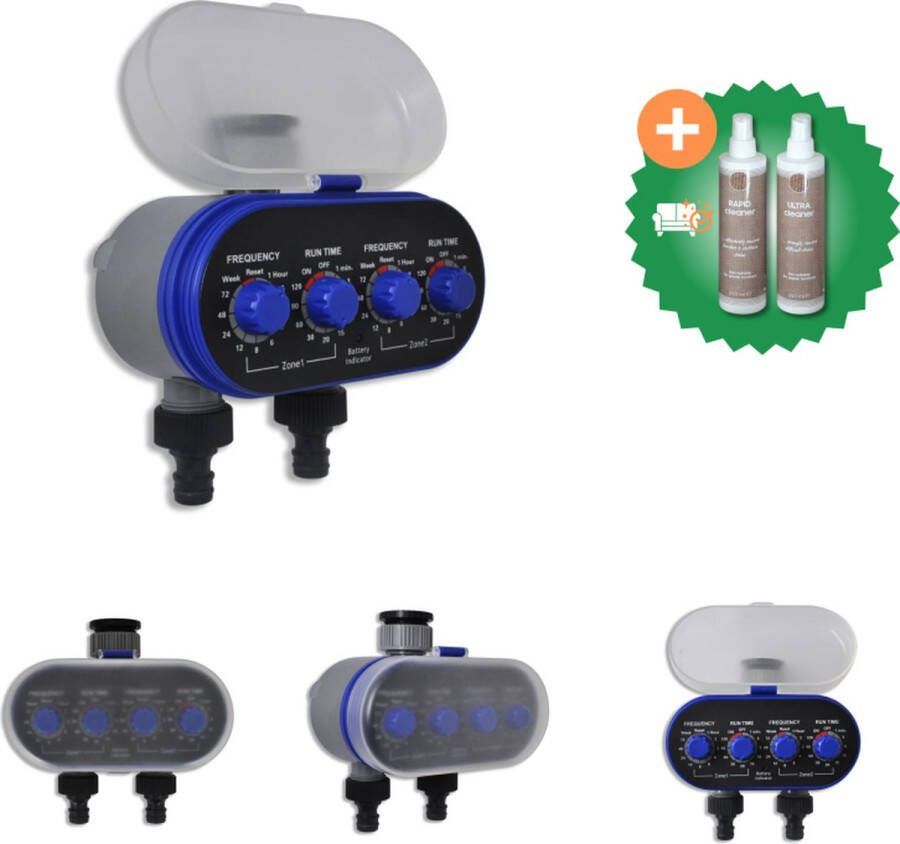 VidaXL Elektrische Irrigatie watertimer (2 uitgangen) Tuinsproeier Inclusief Onderhoudsset