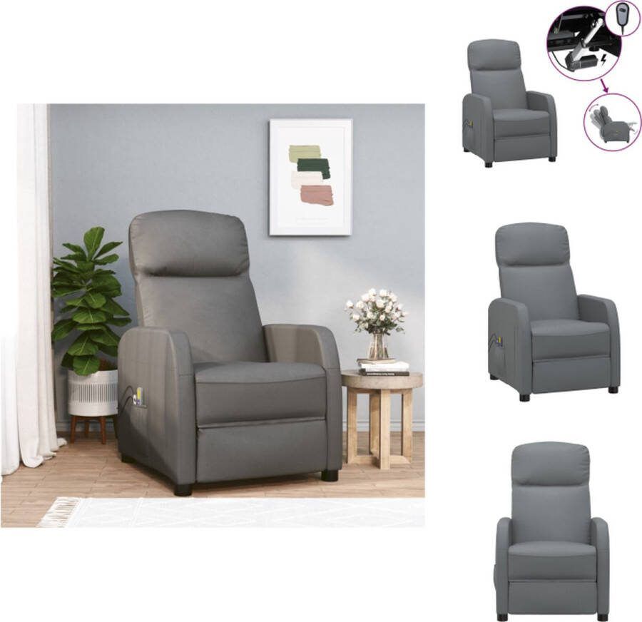 VidaXL Elektrische Massagefauteuil Antraciet 63.5 x 97 x 104.5 cm Elektrisch verstelbaar Fauteuil