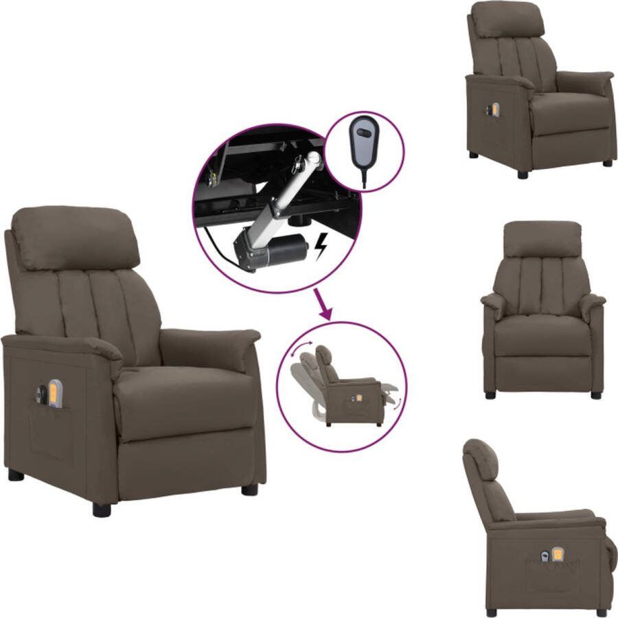 VidaXL Elektrische Massagefauteuil Grijs Kunstleer 73 x 92 x 102.5 cm Fauteuil