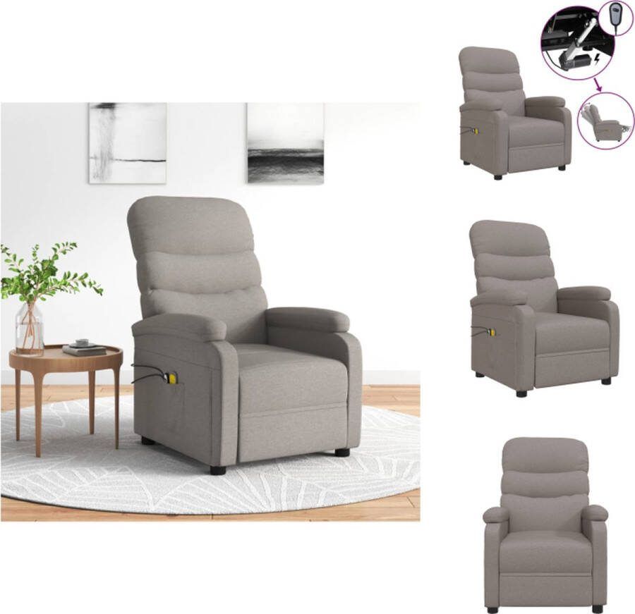 VidaXL Elektrische Massagefauteuil Taupe 75 x 91 x 101 cm Massage Verstelbaar Fauteuil