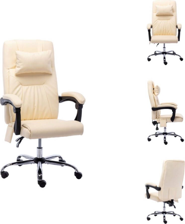 VidaXL ergonomische kantoorstoel Crème Kunstleer 60 x 64 x (112 121) cm Massage Max 110 kg Bureaustoel