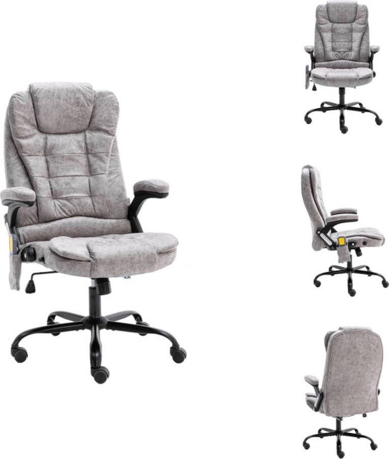VidaXL Ergonomische kantoorstoel lichtgrijs 67x71x(110-119) cm Massage en verwarming Bureaustoel
