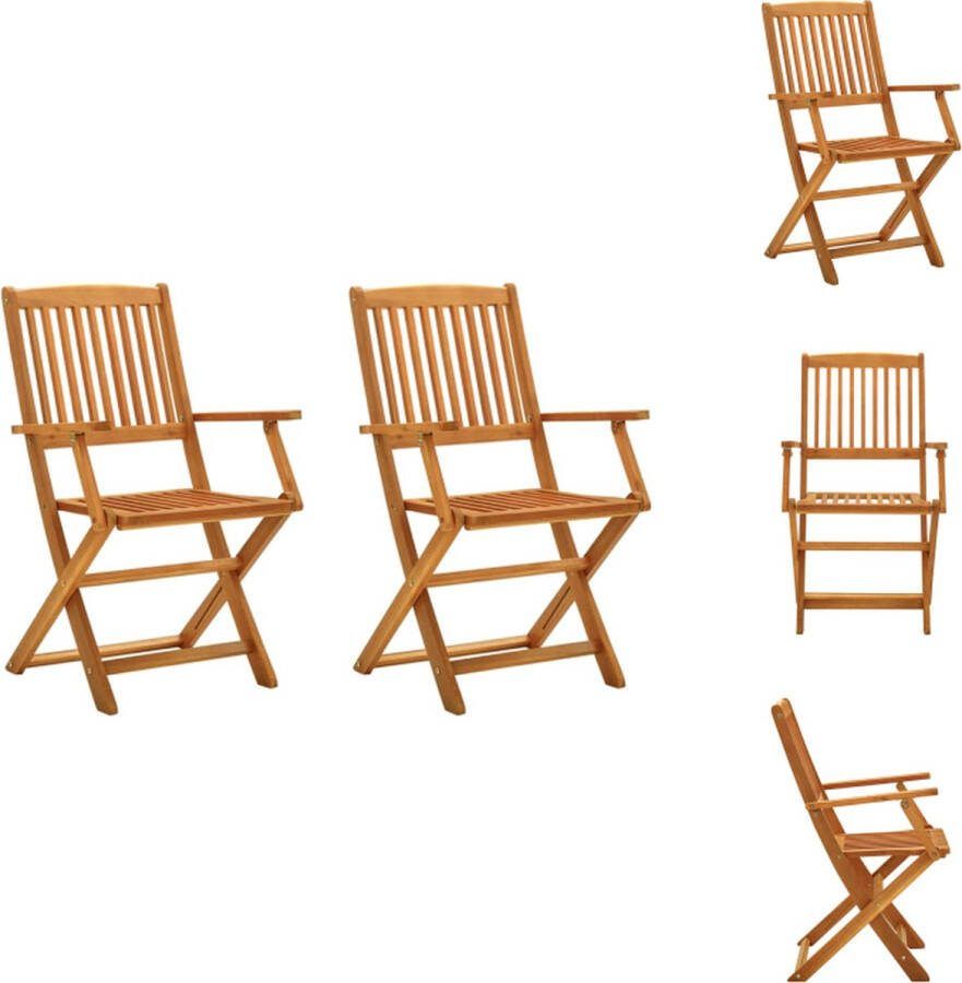 VidaXL Eucalyptushouten Klapstoelen 53 x 57 x 91 cm Weerbestendig Set van 2 Tuinstoel