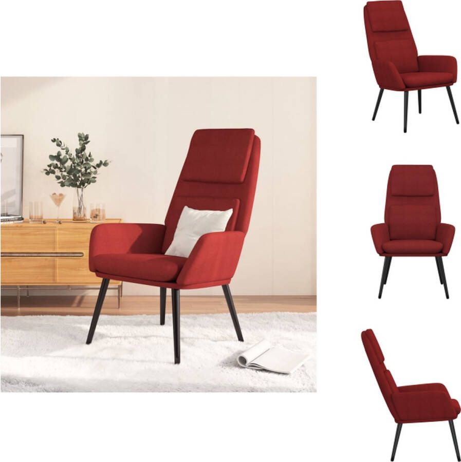 VidaXL Fauteuil Comfortabel Dik gevoerd Zacht aanvoelende stof Metalen frame Wijnrood 70 x 77 x 98 cm Fauteuil