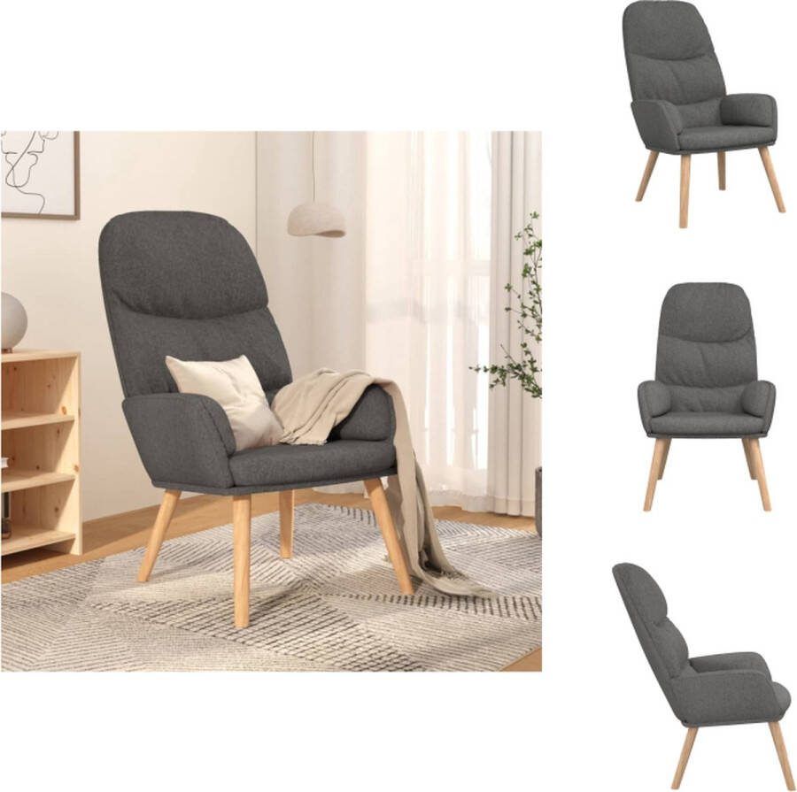VidaXL Fauteuil Dik gevoerd Zacht aanvoelende stof Metalen frame Rubberwood poten Lichtgrijs 70 x 77 x 98 cm Fauteuil