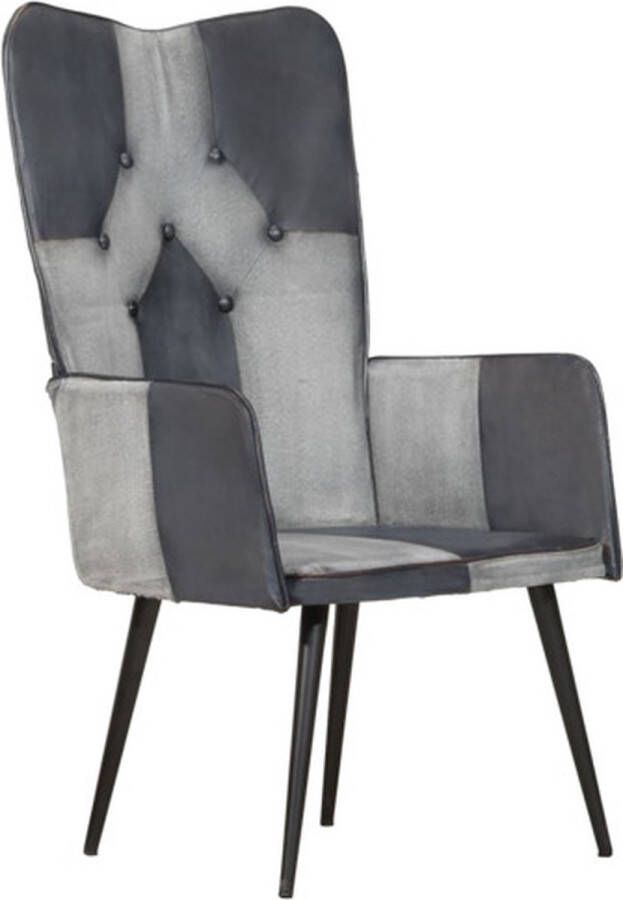 VidaXL Fauteuil echt leer grijs