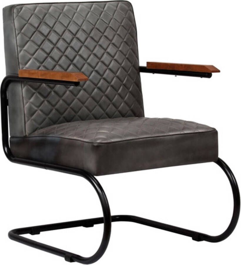 VidaXL Fauteuil 63x75x88 cm echt leer grijs