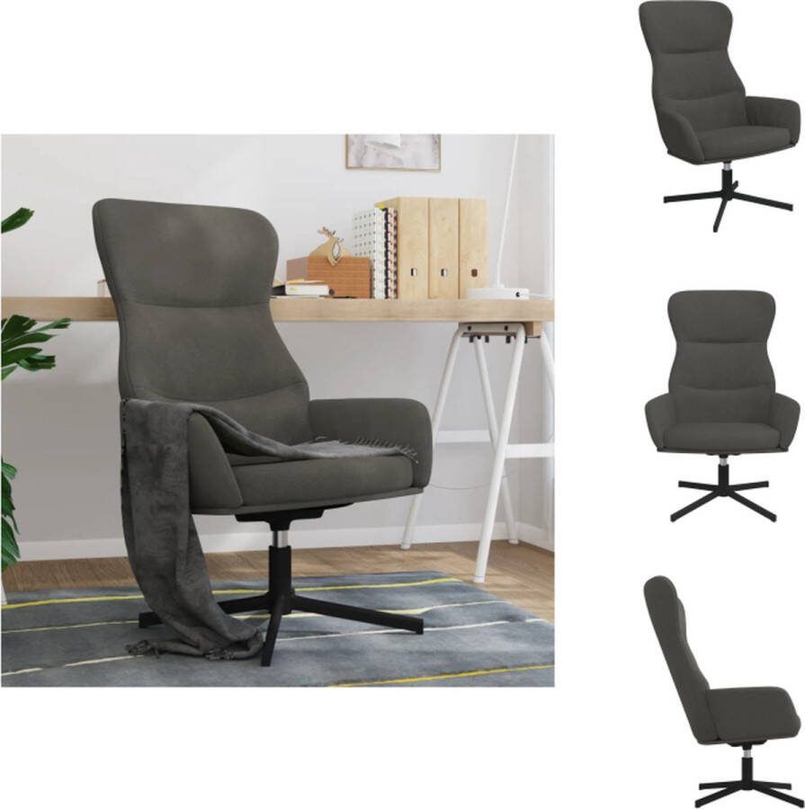 VidaXL Fauteuil Fluwelen 360° Draaibaar 70 x 77 x 94 cm Donkergrijs Fauteuil