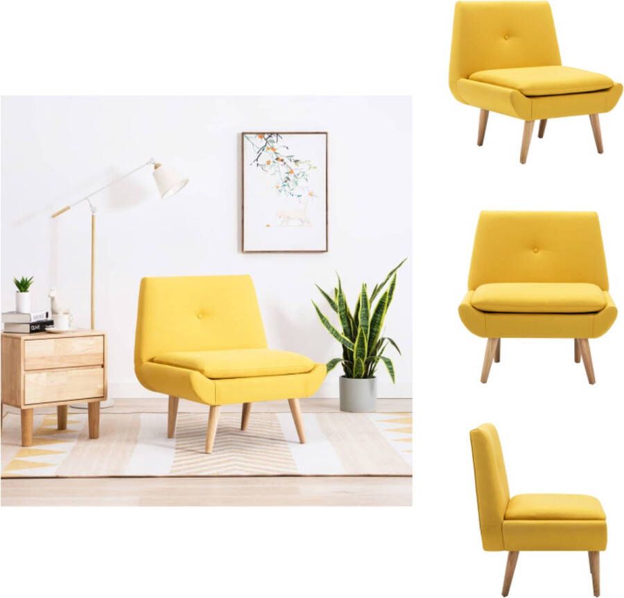 VidaXL fauteuil geel polyester 73x66x77 cm met rubberwood poten Fauteuil