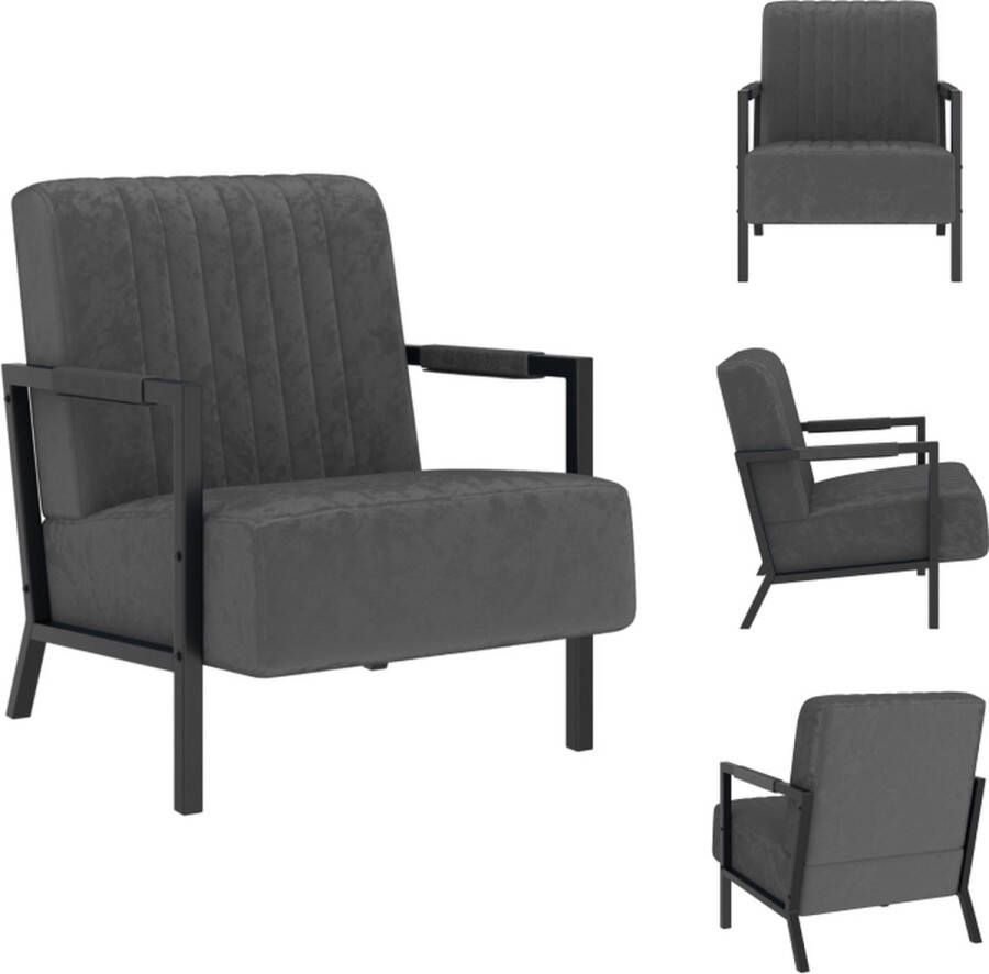 VidaXL Fauteuil Industrieel 66x84x84 cm Donkergrijs Zwart Fauteuil