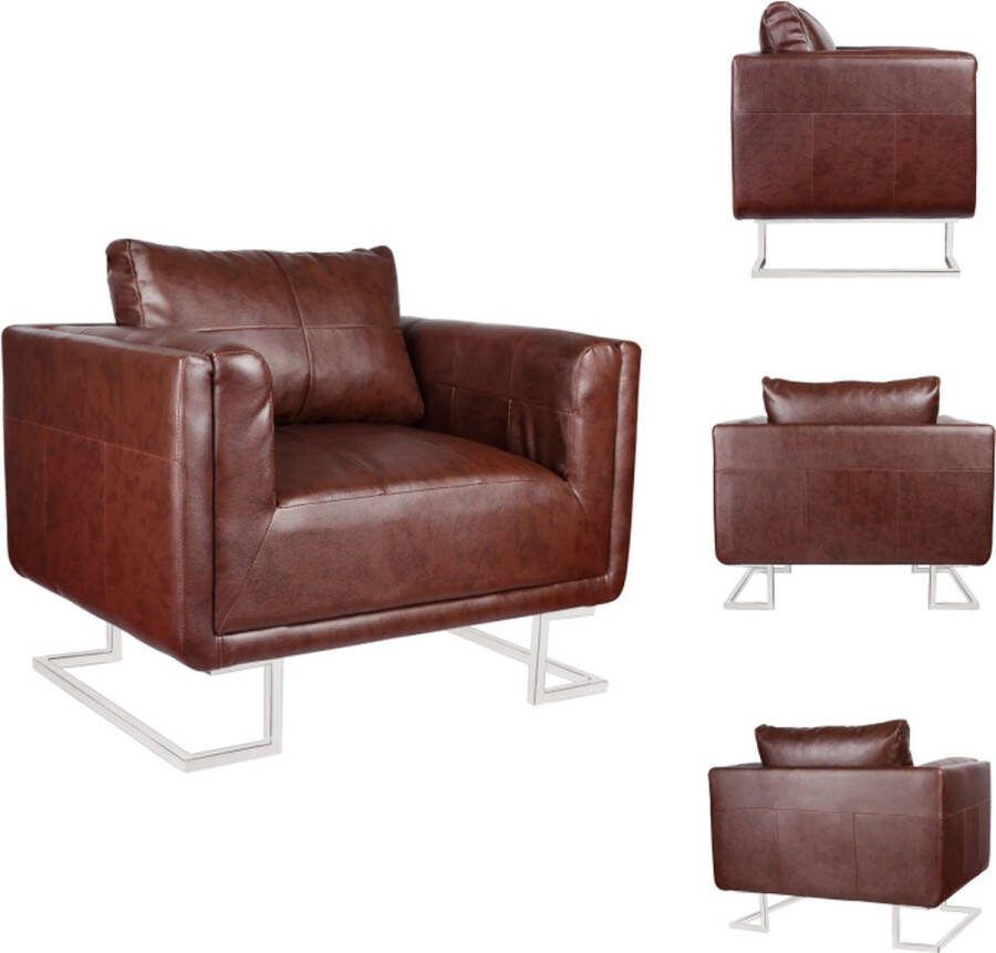 VidaXL Fauteuil Kubusvorm Leer-Composiet 85.5x63x74 cm Bruin Fauteuil