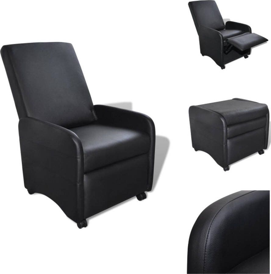 VidaXL Fauteuil Kunstleer Verstelbare rug- en voetsteun Zwart 65 x 83 x 101 cm Fauteuil