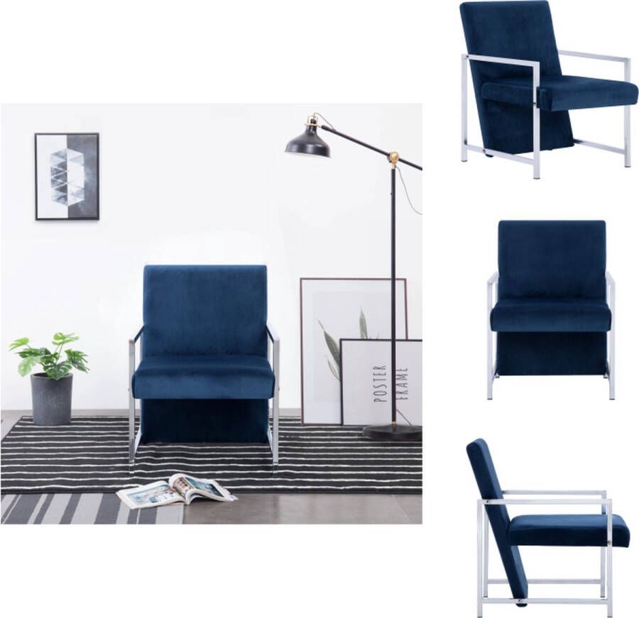 VidaXL Fauteuil Lounge Blauw 53 x 69 x 73 cm Stabiel en Comfortabel Polyester Fauteuil