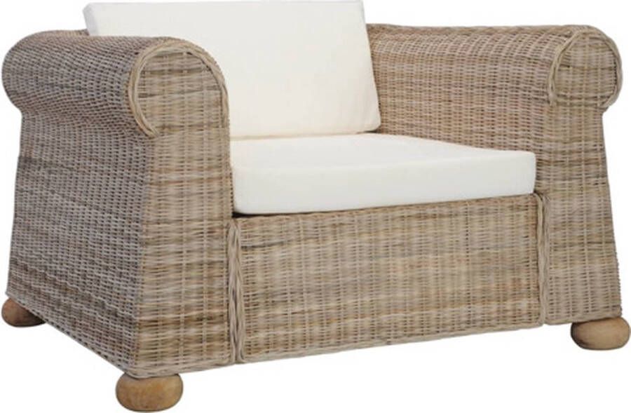 VidaXL Fauteuil met kussens natuurlijk rattan