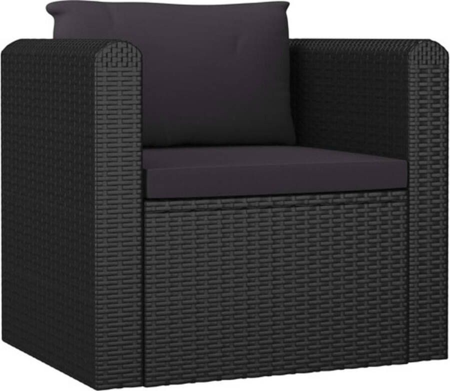 VidaXL -Fauteuil-met-kussens-poly-rattan-zwart