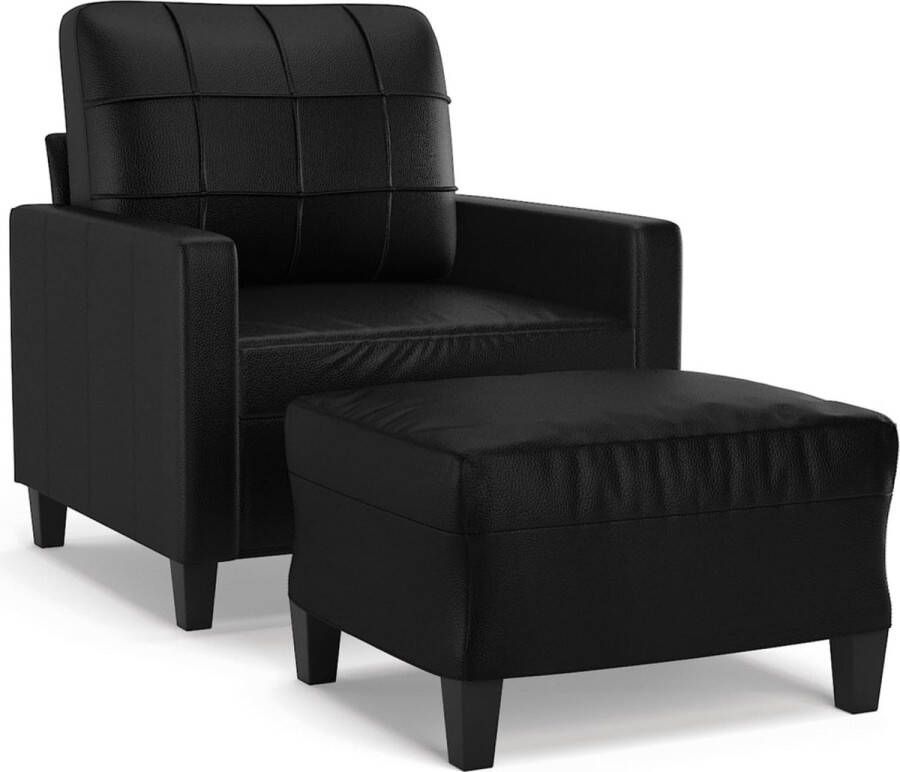 Vida XL vidaXL Fauteuil met voetenbank 60 cm kunstleer zwart-VXL-3201009