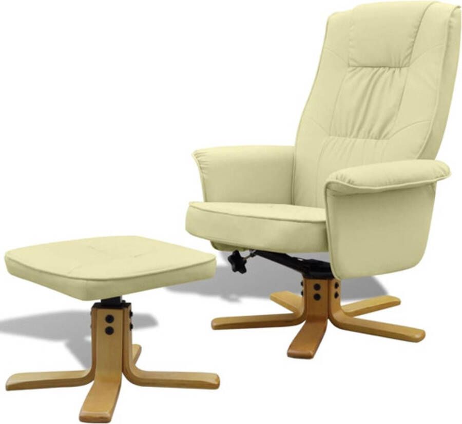 VidaXL Tv-fauteuil met voetensteun verstelbaar kunstleer crème bruin